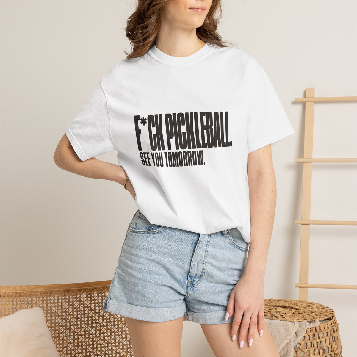 F*ck Pickleball. See You Tomorrow. T-Shirt - White - On Model Female
