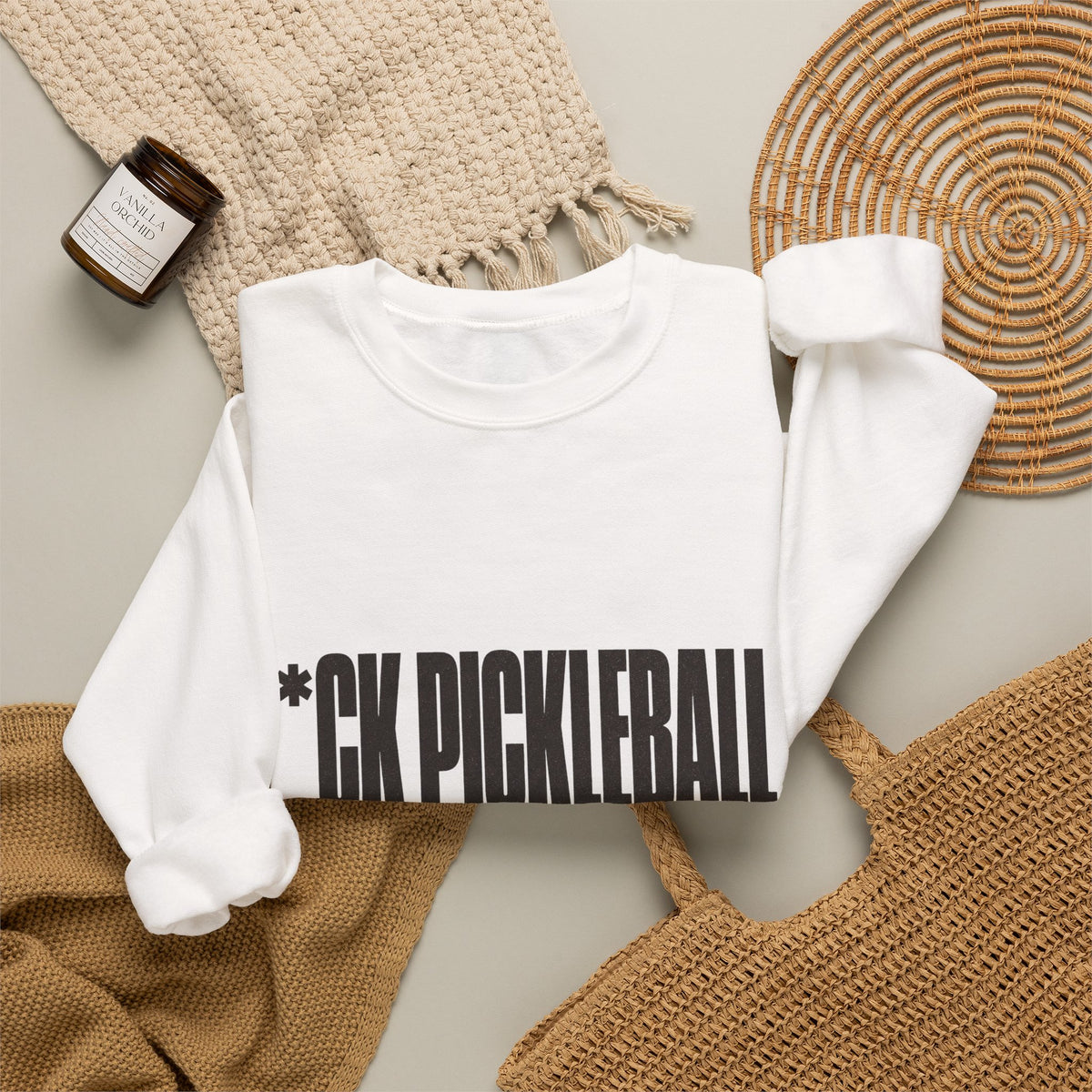 F*ck Pickleball. See You Tomorrow. Sweatshirt - White - Flat Lay