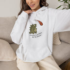 Emotionally I'm the Meteor Dinosaur Hoodie - White - On Model Female