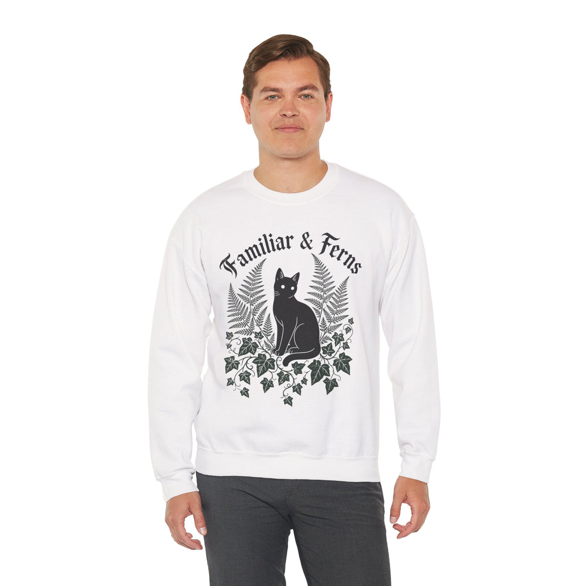Familiar & Ferns Sweatshirt - White - On Model Male