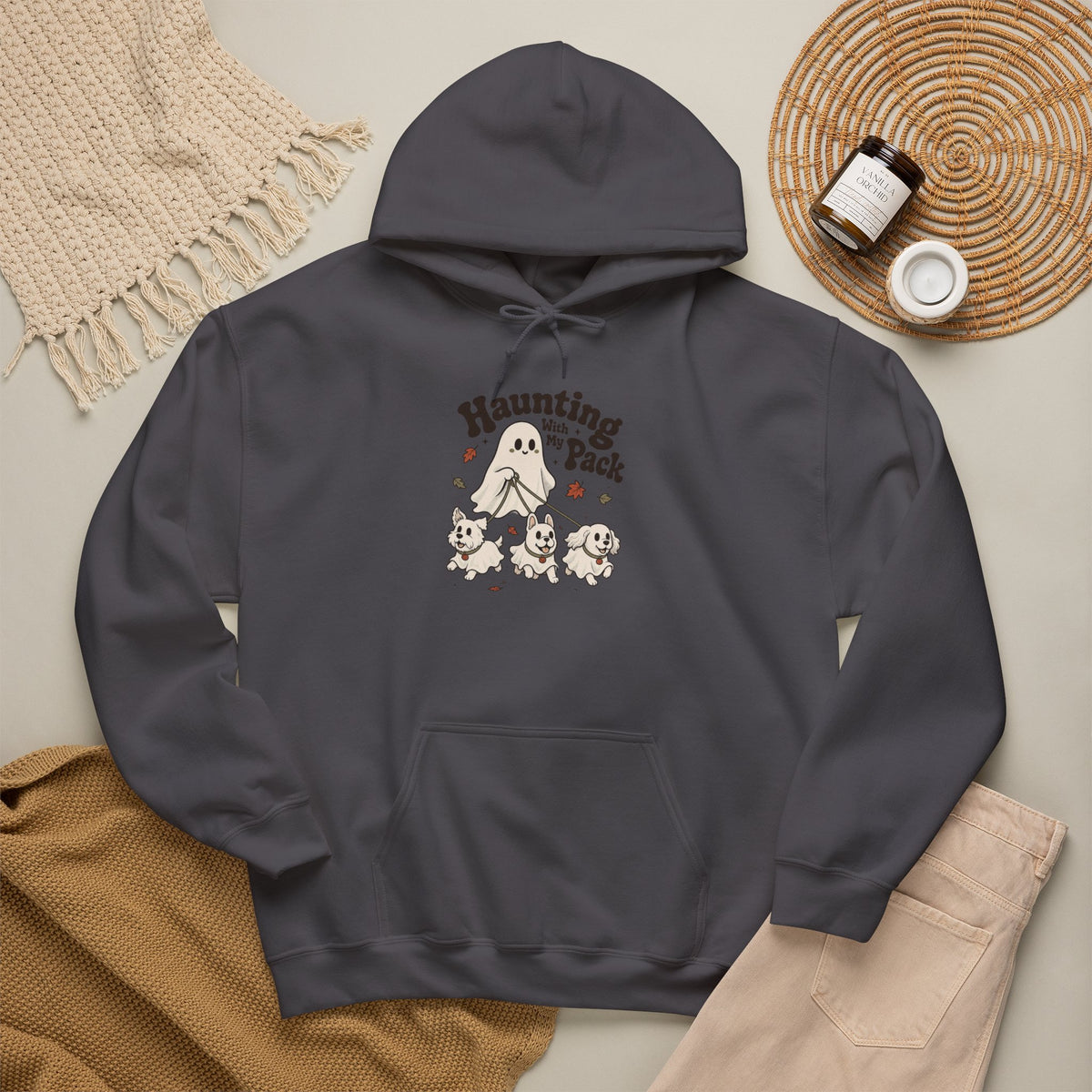 Haunting with My Pack Hoodie - Charcoal - flat lay