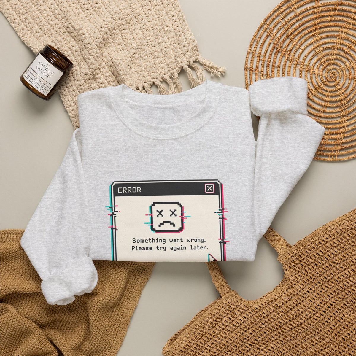 Error 404 Sleep Not Found Sweatshirt - Ash - Flat Lay
