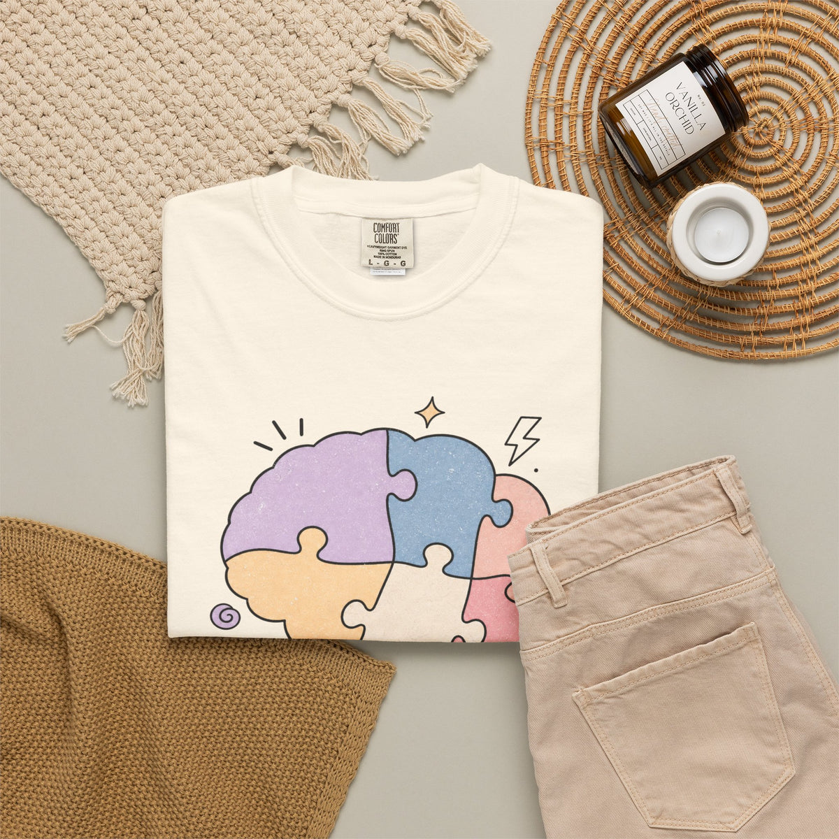 My Brain Has 47 Tabs Open T-Shirt - Ivory - Flat Lay