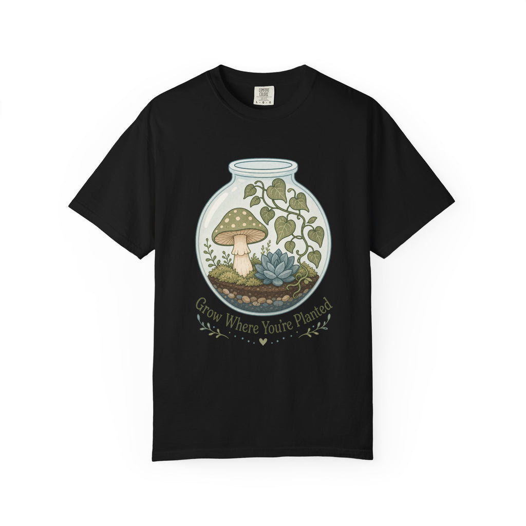 Grow Where You're Planted T-shirt - Black - On Model Side