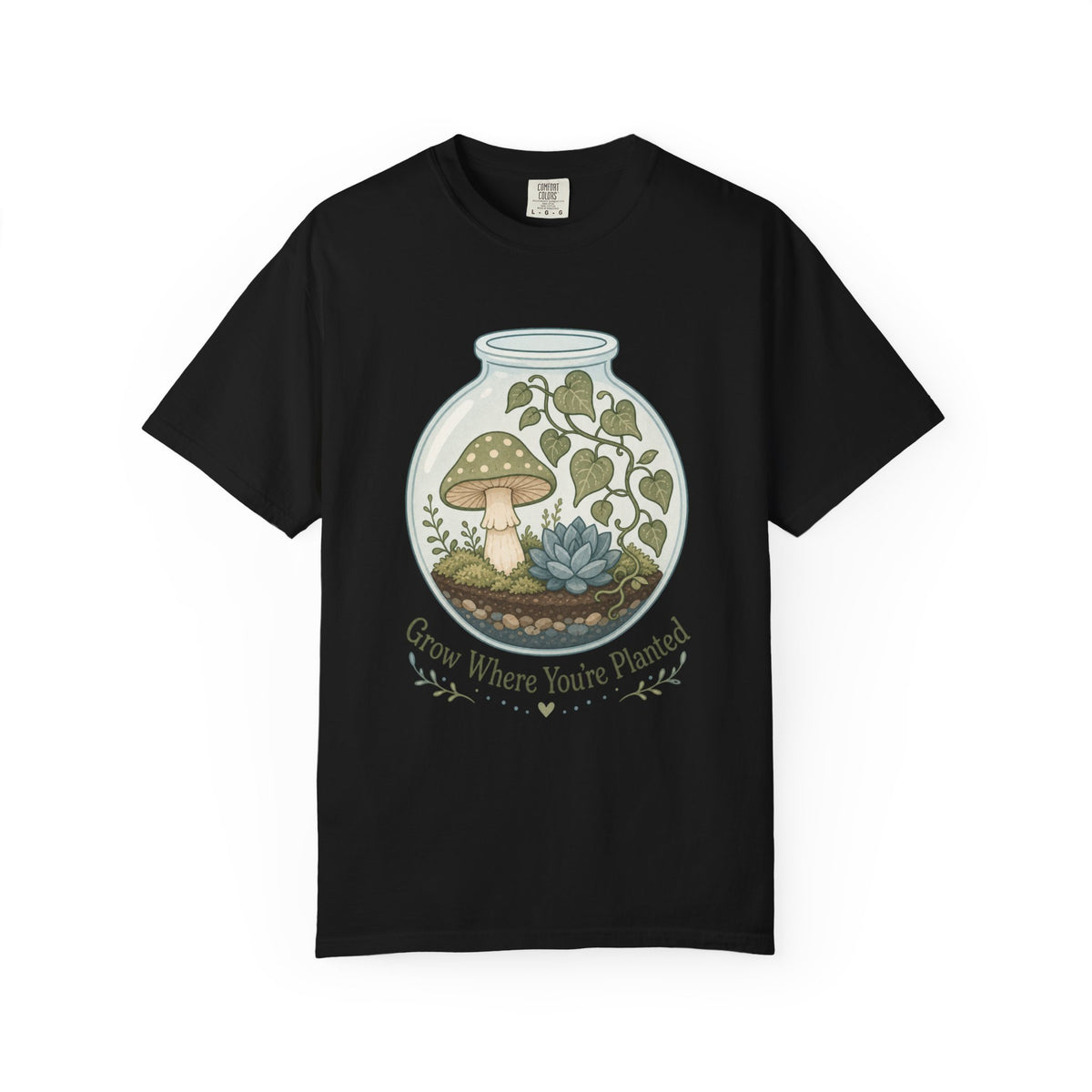 Grow Where You're Planted T-shirt - Black - On Model Side