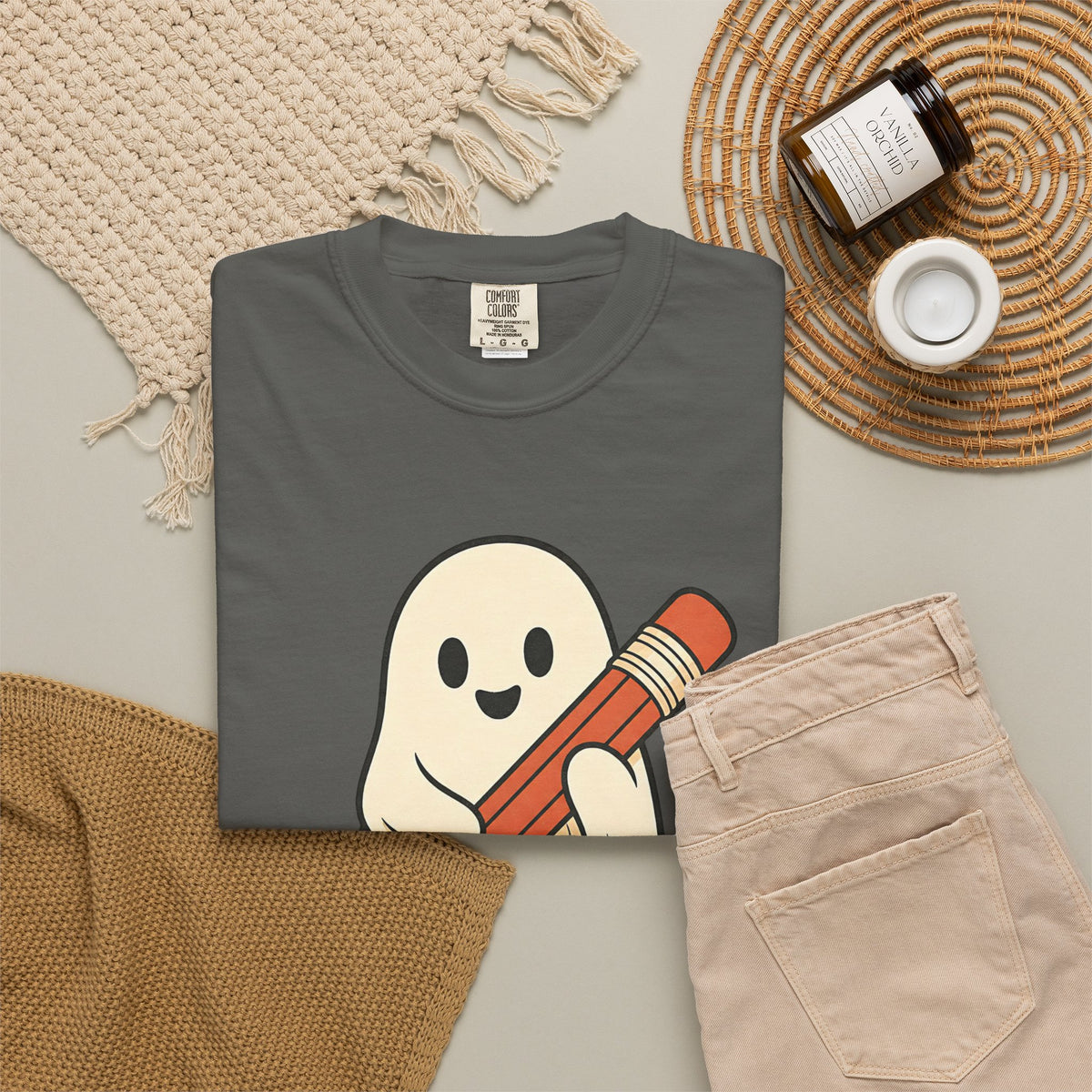 Teaching Little Monsters T-shirt - Pepper - Flat Lay