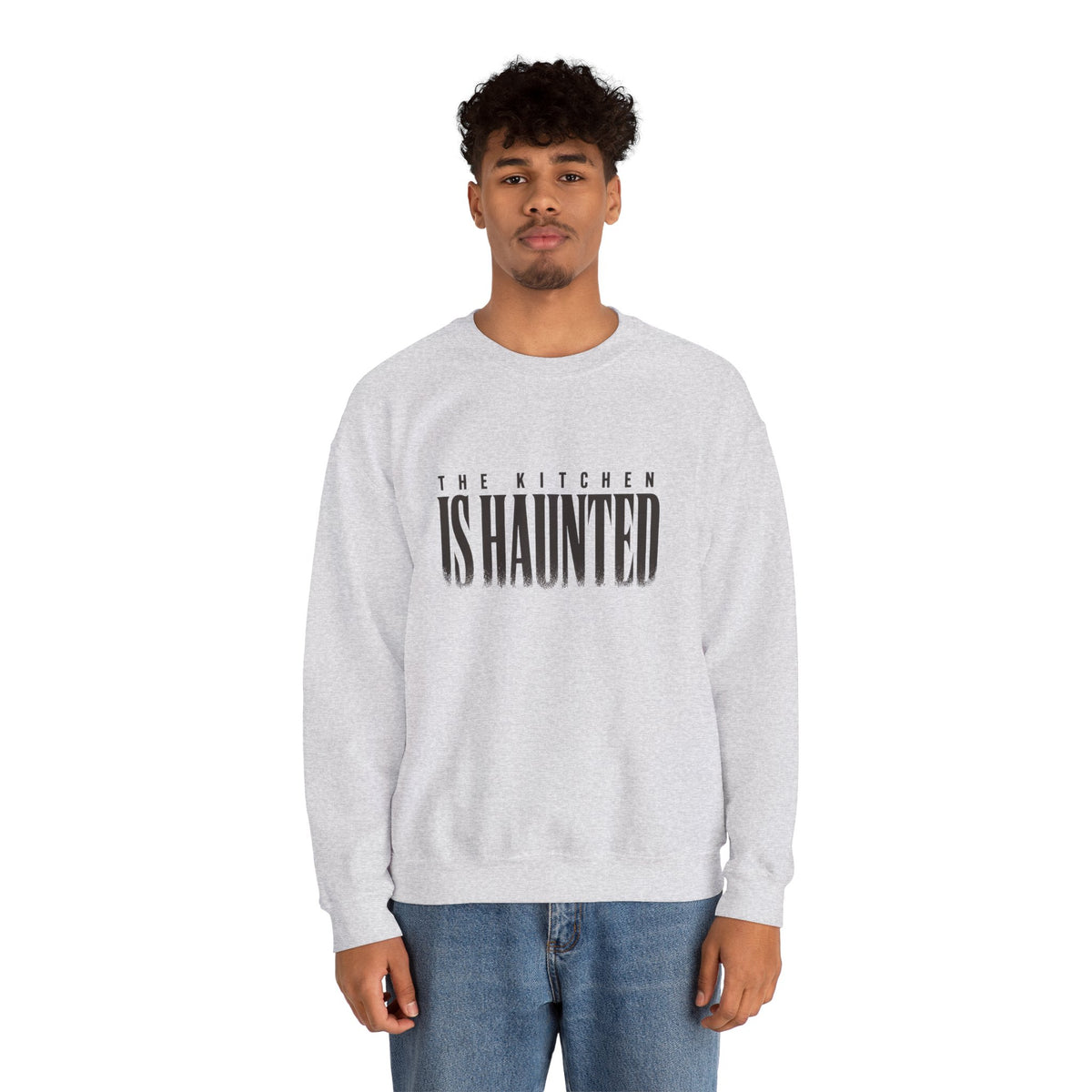 The Kitchen Is Haunted Sweatshirt - Ash - On Model Male