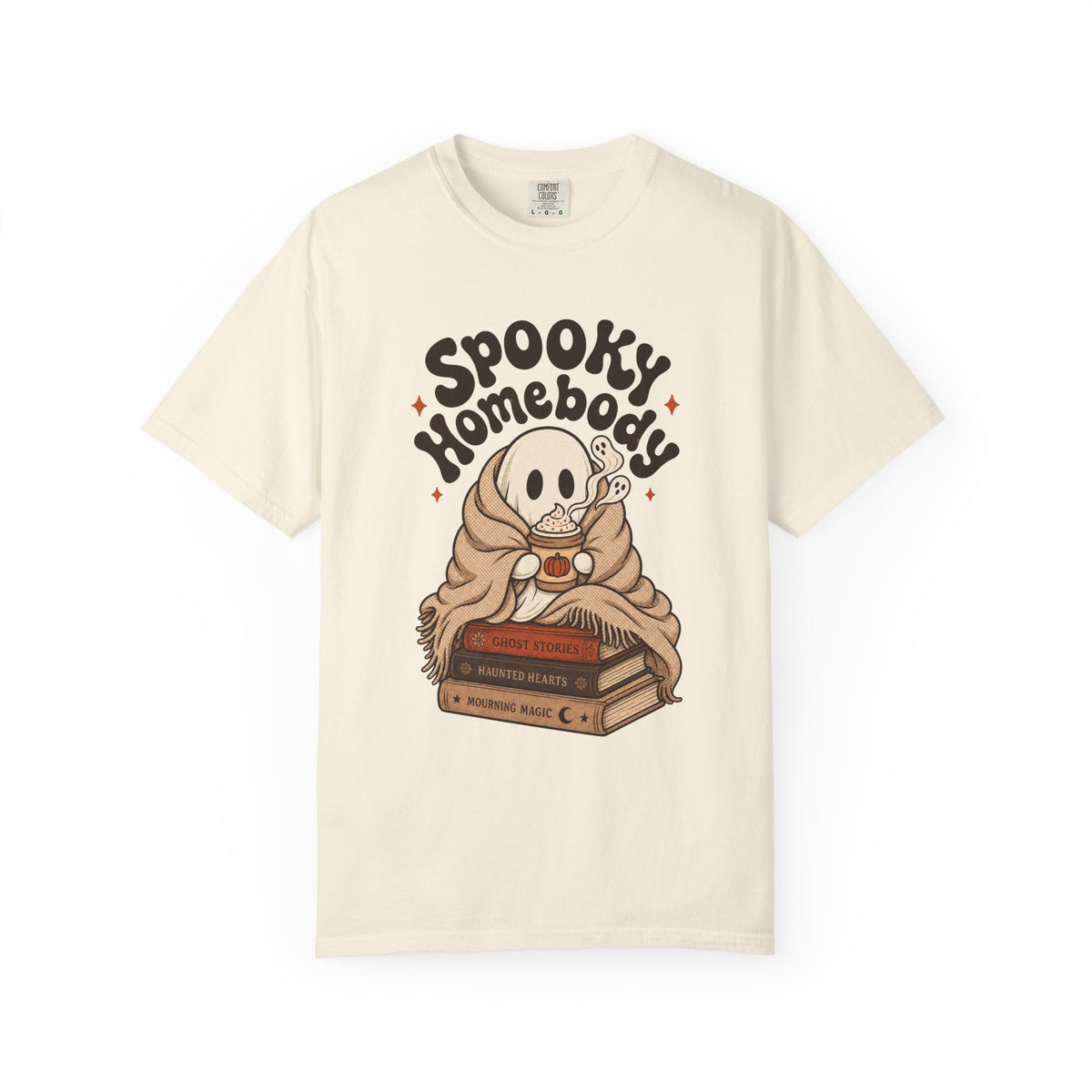 Spooky Homebody Ghost  T-Shirt - Ivory - on model side