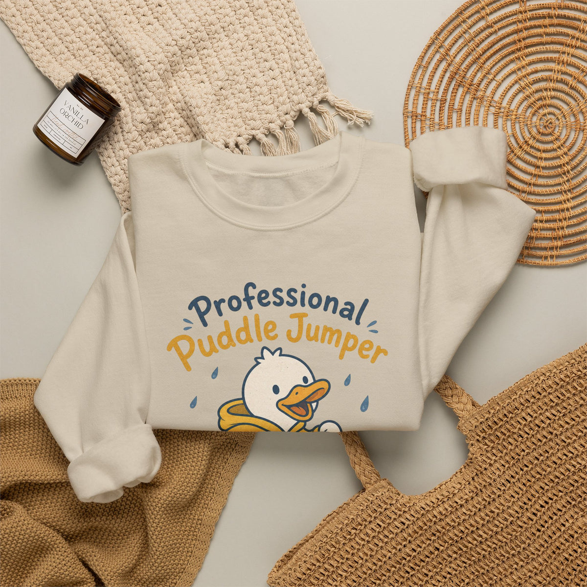 Professional Puddle Jumper Duck Sweatshirt - Sand - Flat Lay