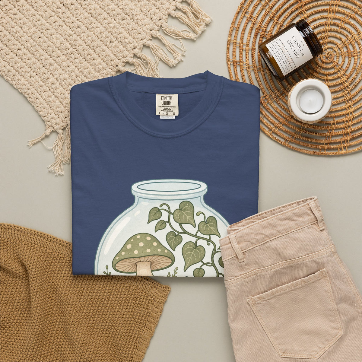 Grow Where You're Planted T-shirt - China Blue - Flat Lay
