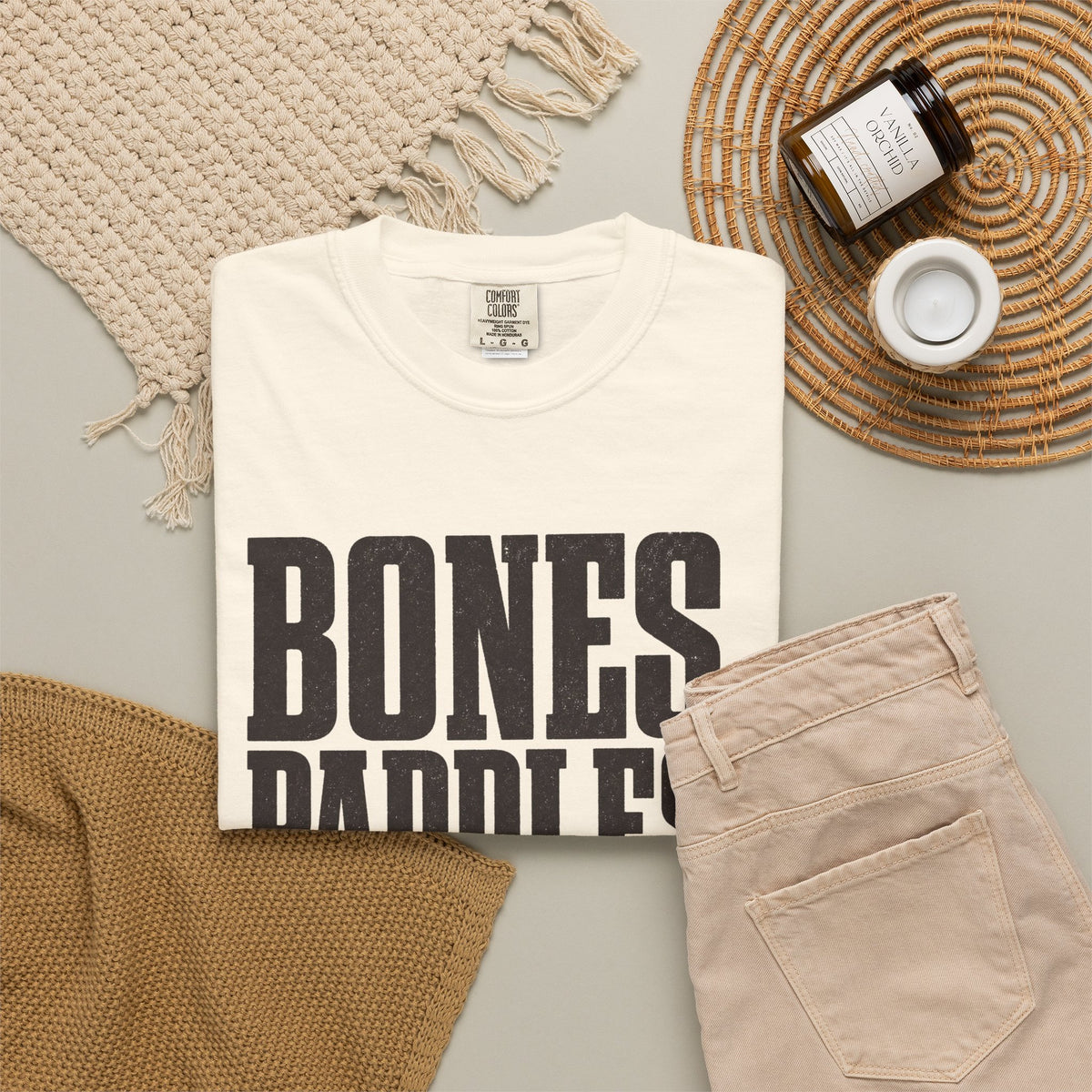 Bones Paddles Backhands T-Shirt - Ivory - Flat Lay