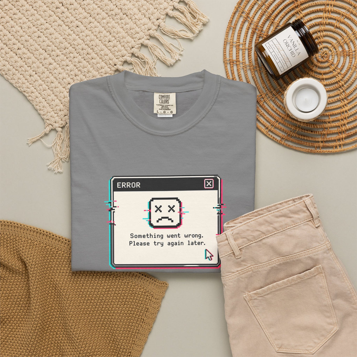 Error 404 Sleep Not Found T-Shirt - Grey - Flat Lay
