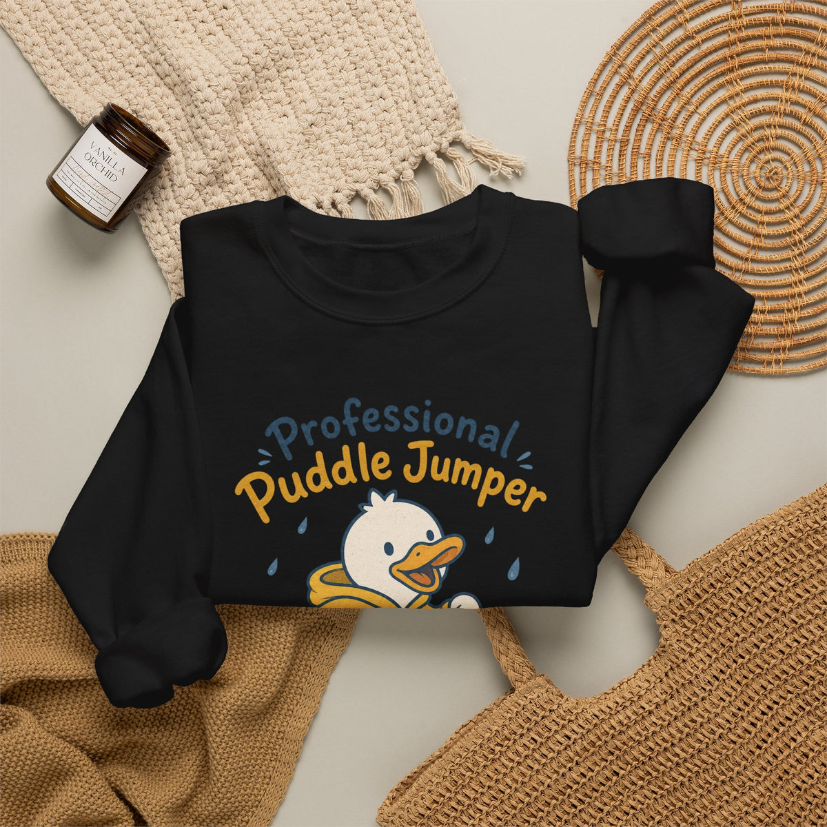 Professional Puddle Jumper Duck Sweatshirt - Black - Flat Lay