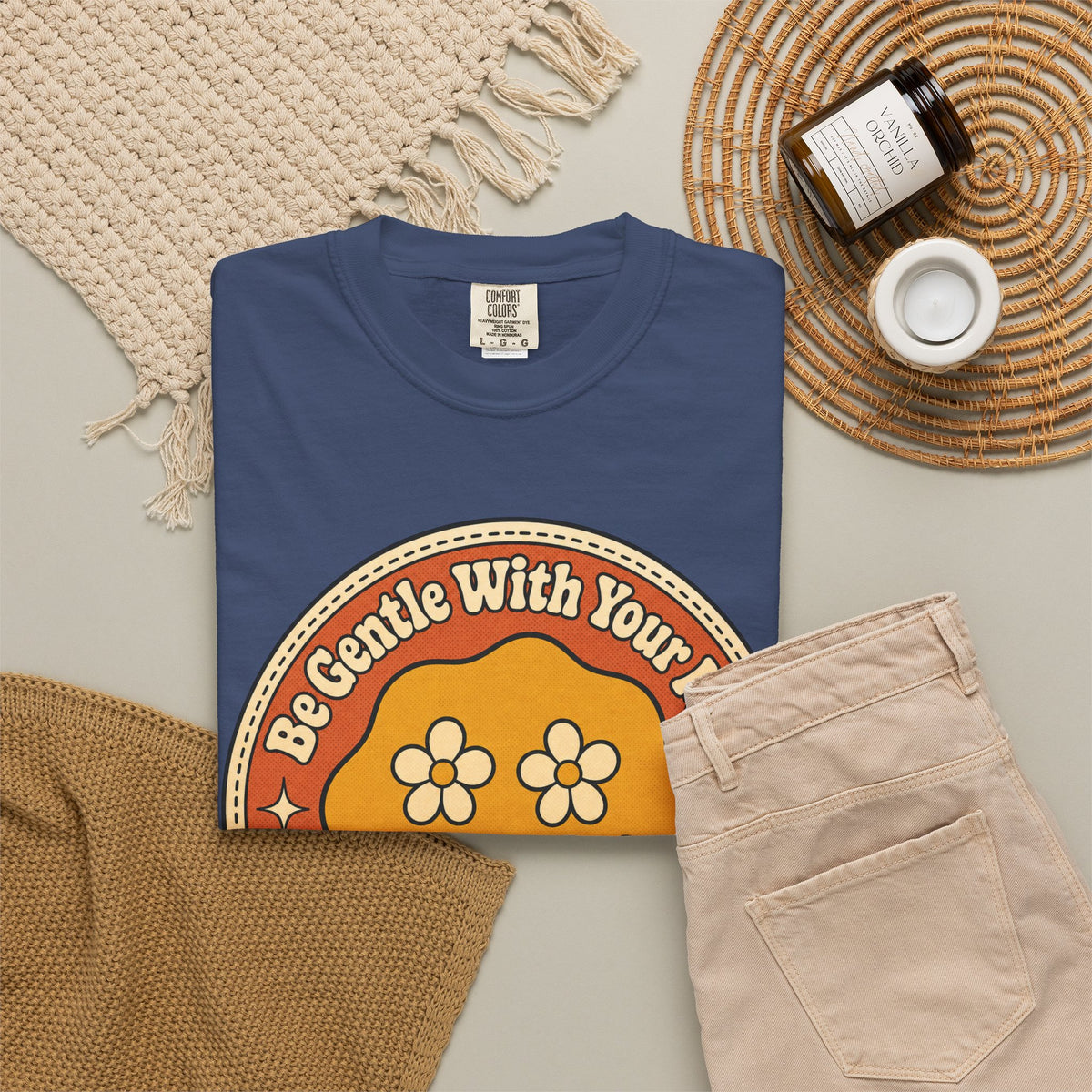 Be Gentle With Your Mind T-shirt - China Blue - flat lay