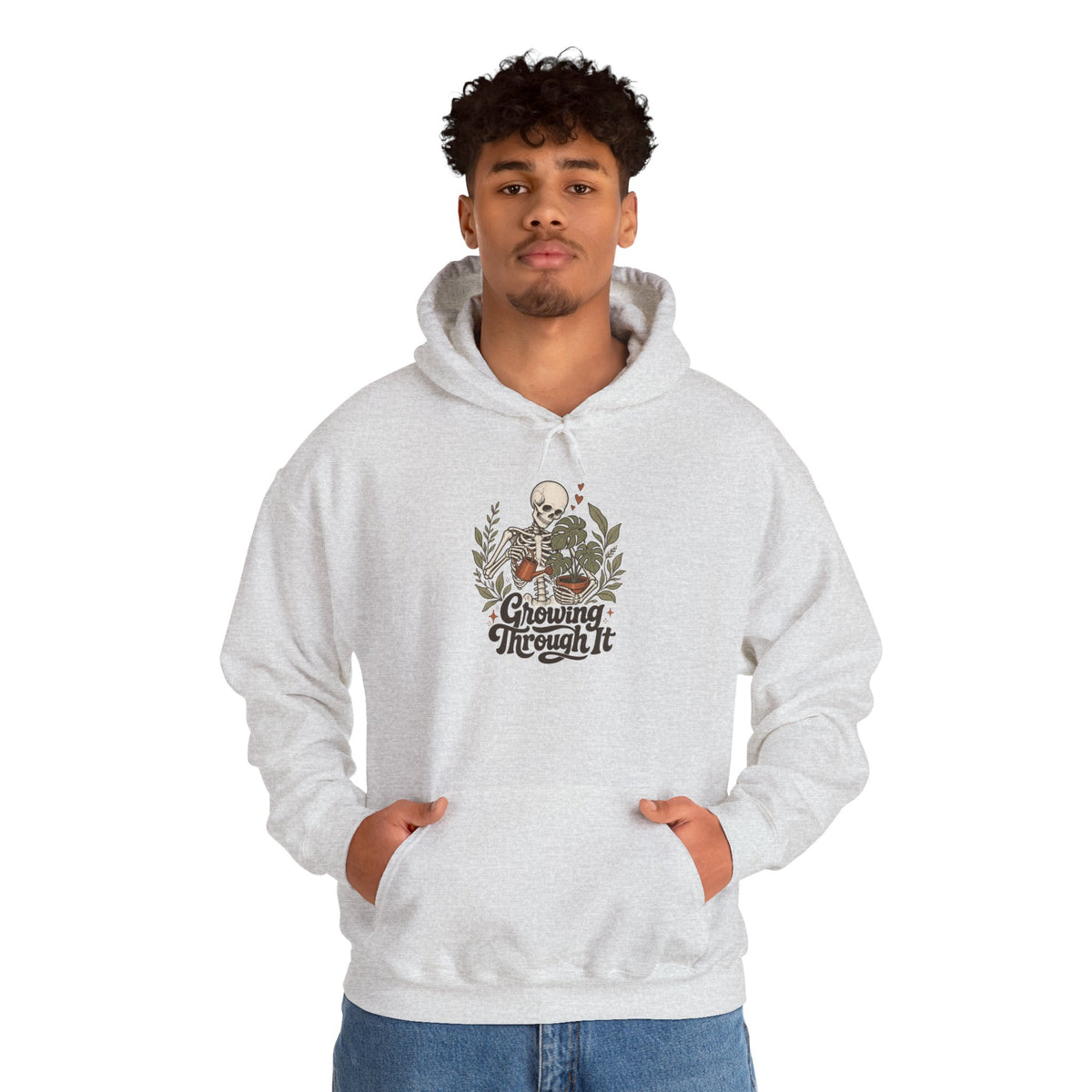 Growing Through It Hoodie - Ash - on model male