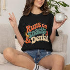 Runs on Snacks & Denial T-Shirt - Black - On Model Female