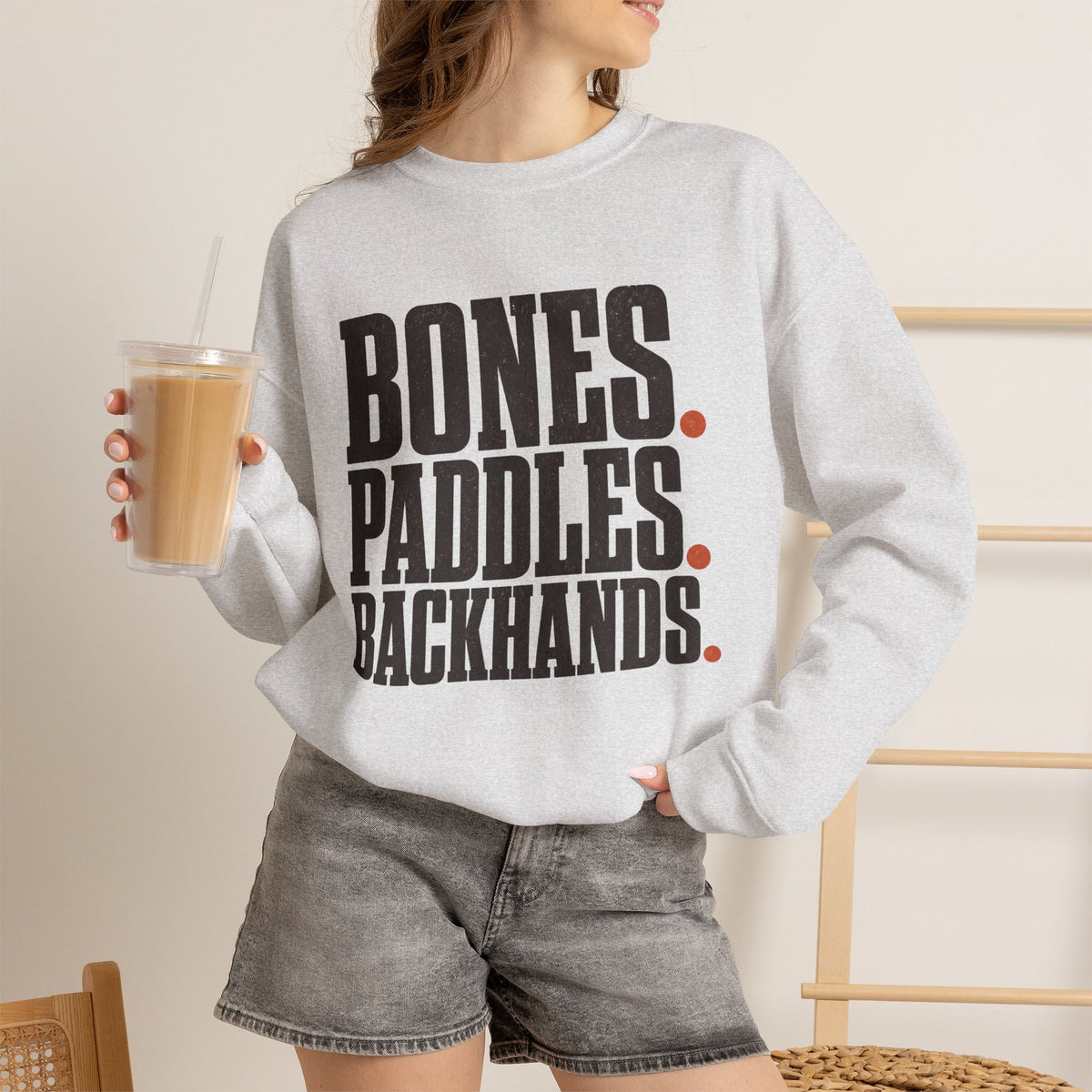 Bones Paddles Backhands Sweatshirt - Ash - On Model Female