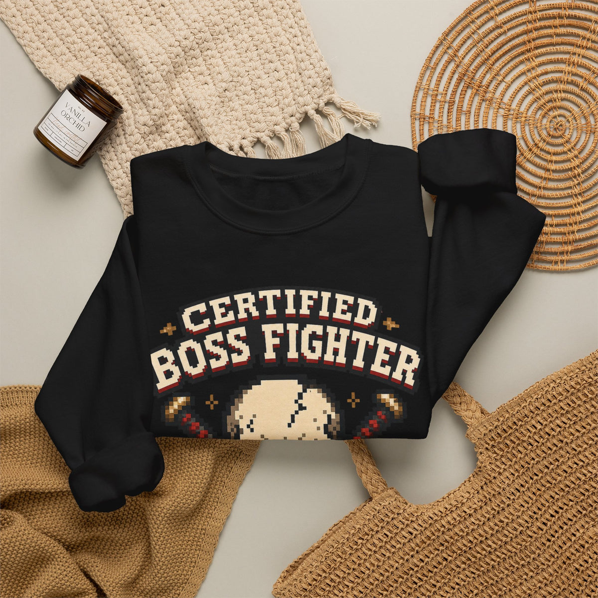 Certified Boss Fighter Sweatshirt - Black - Flat Lay