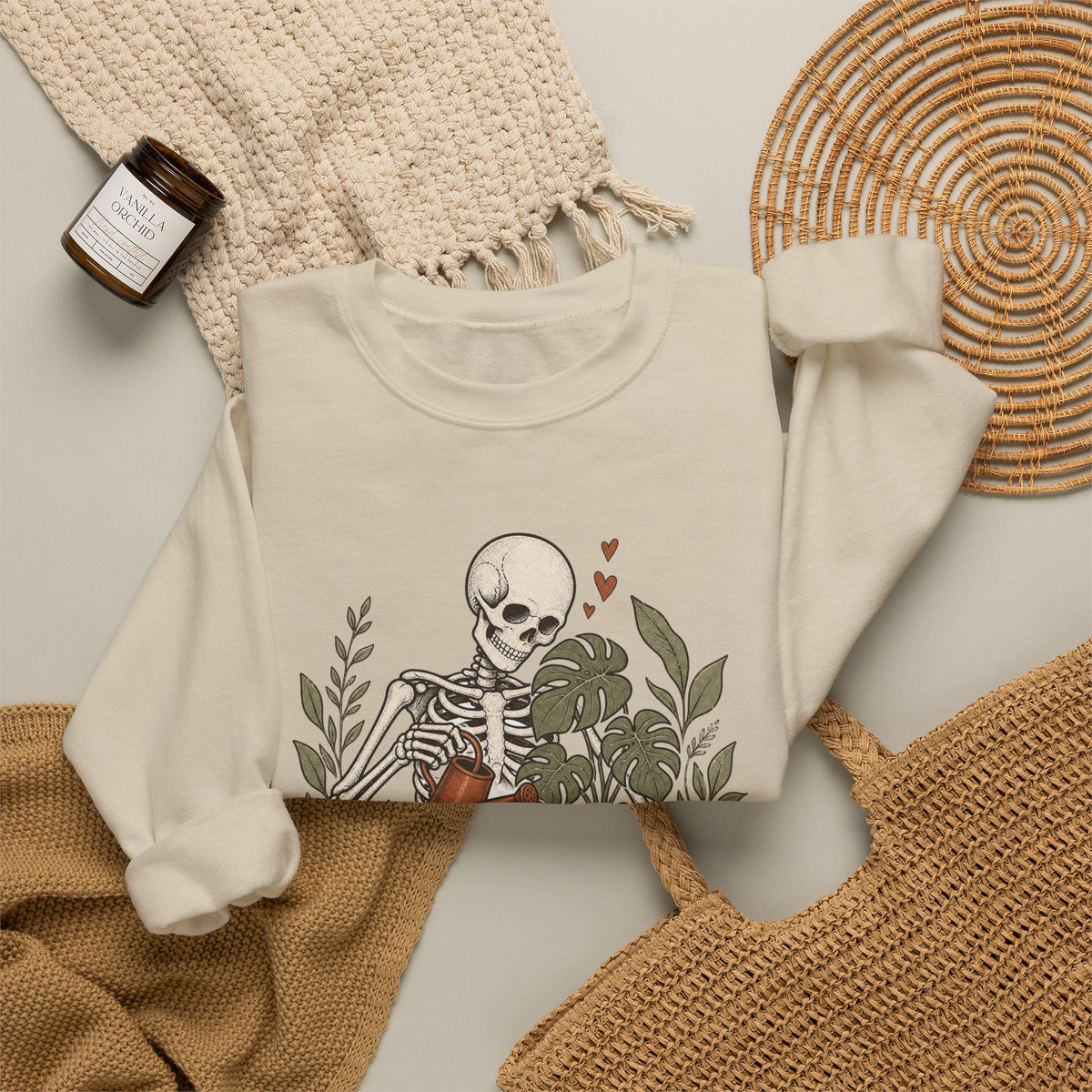 Growing Through It Sweatshirt - Sand - flat lay