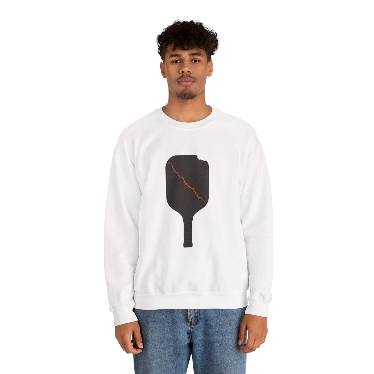 Pickleball Paddle Graphic Sweatshirt - White - On Model Male