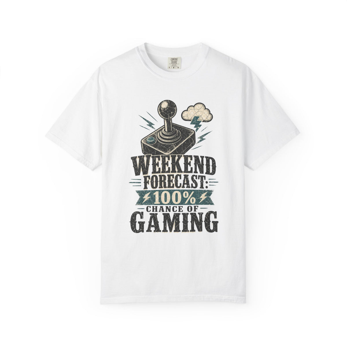 Weekend Forecast 100% Gaming T-shirt - White - On Model Side