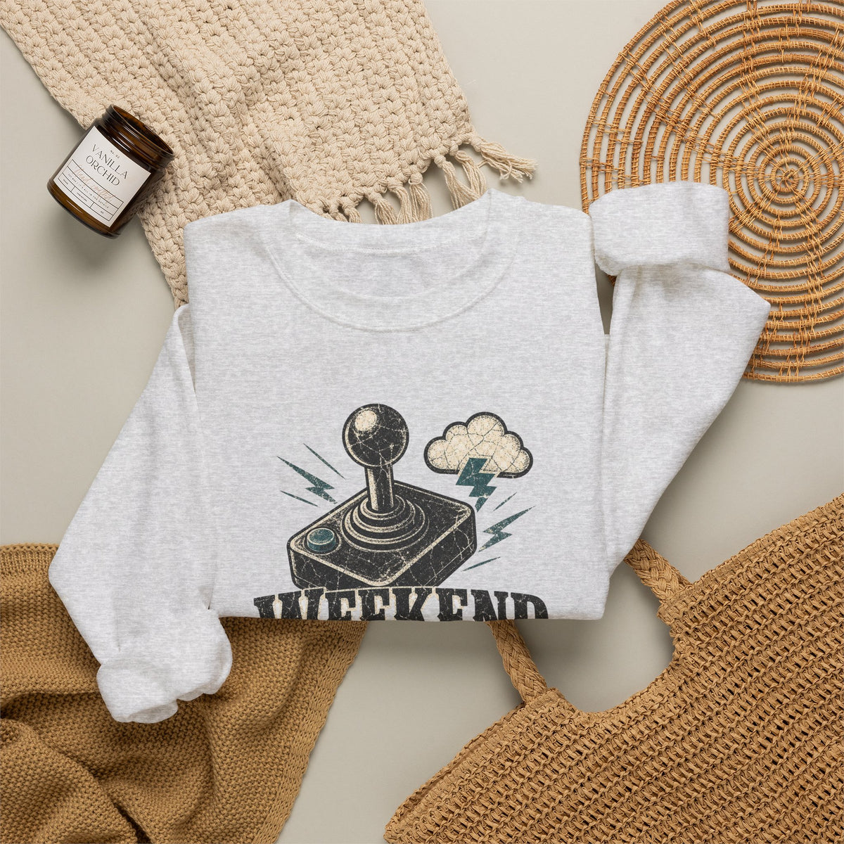 Weekend Forecast 100% Gaming Sweatshirt - Ash - Flat Lay