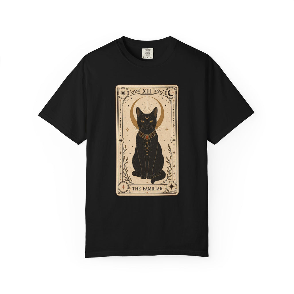 Black Cat Tarot Card T-shirt - Black - on model side