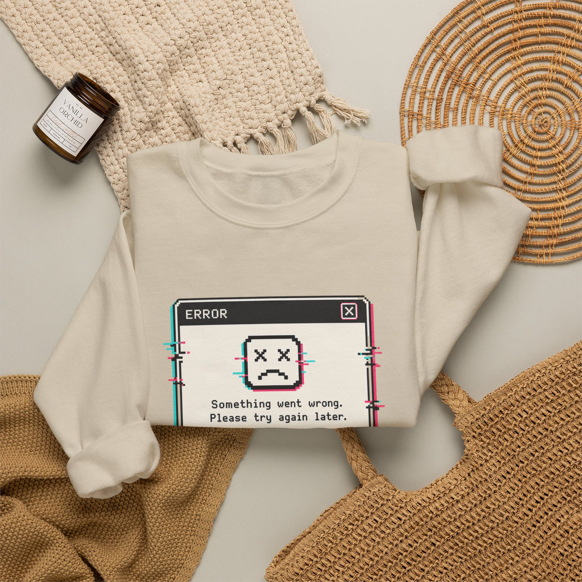 Error 404 Sleep Not Found Sweatshirt - Sand - Flat Lay