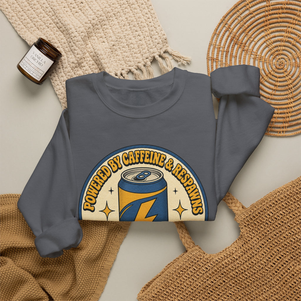 Caffeinated Energy Can Sweatshirt - Charcoal - Flat Lay