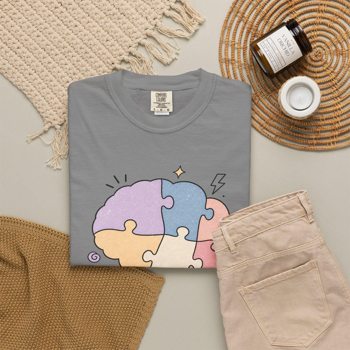 My Brain Has 47 Tabs Open T-Shirt - Grey - Flat Lay