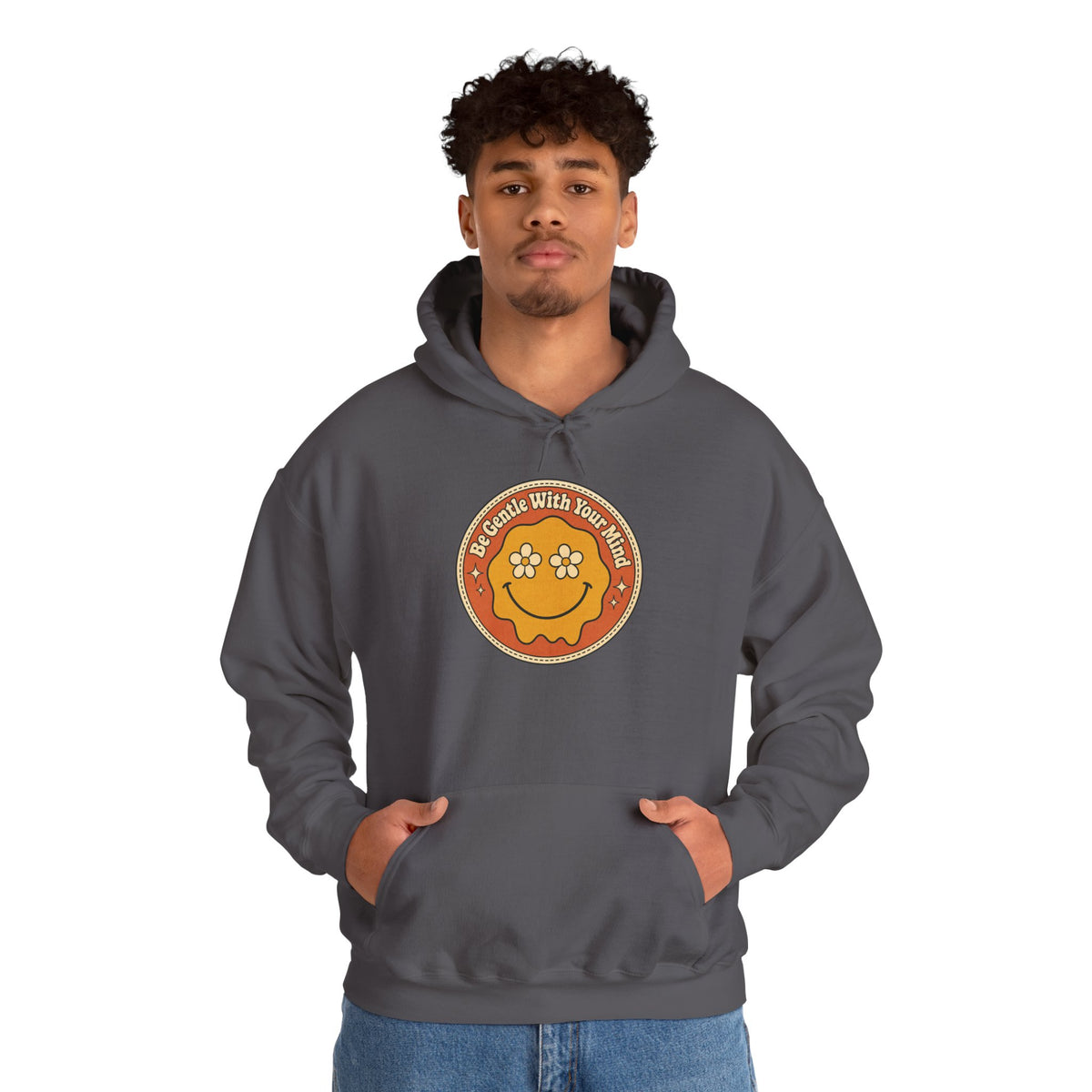 Be Gentle With Your Mind Hoodie - Charcoal - on model male
