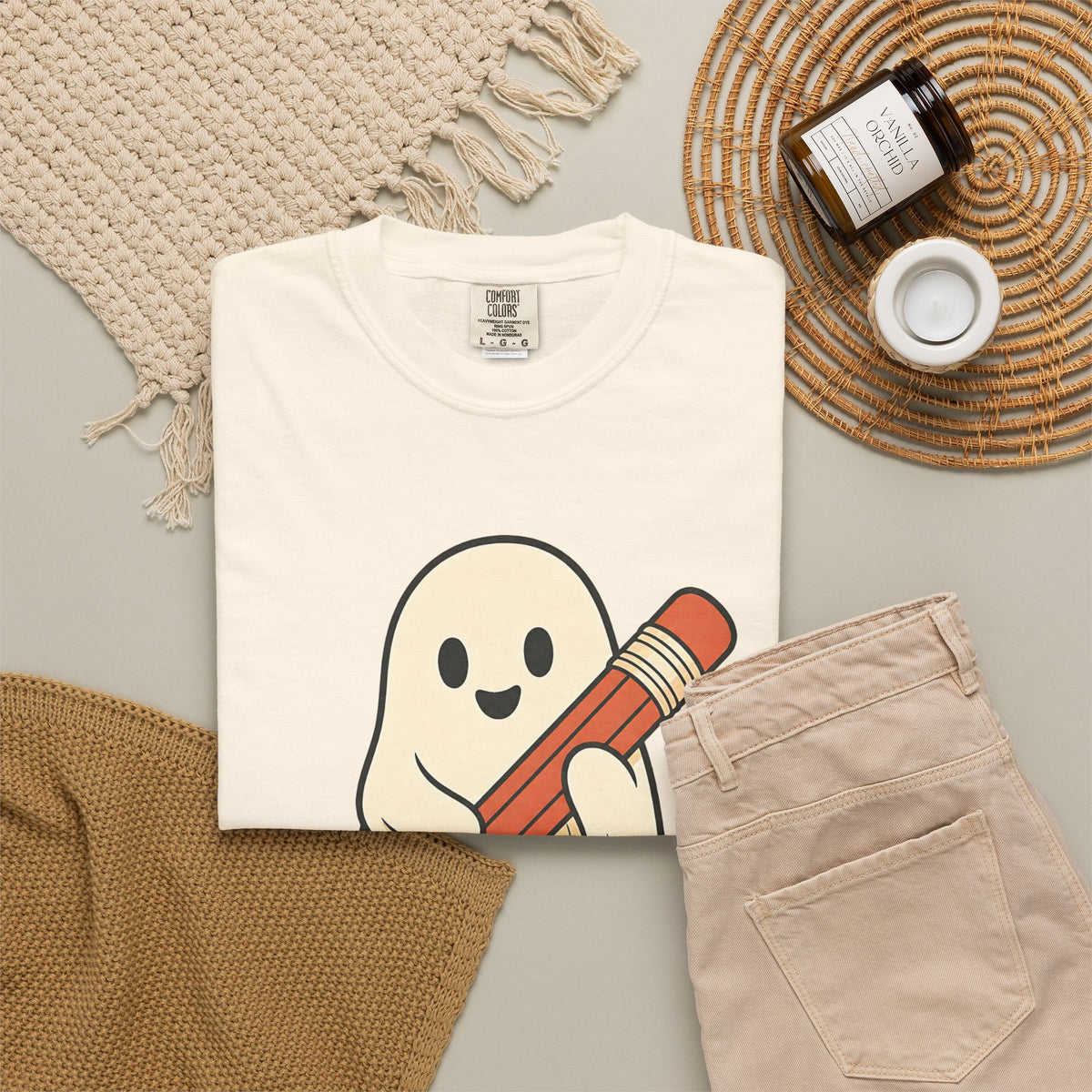 Teaching Little Monsters T-shirt - Ivory - Flat Lay