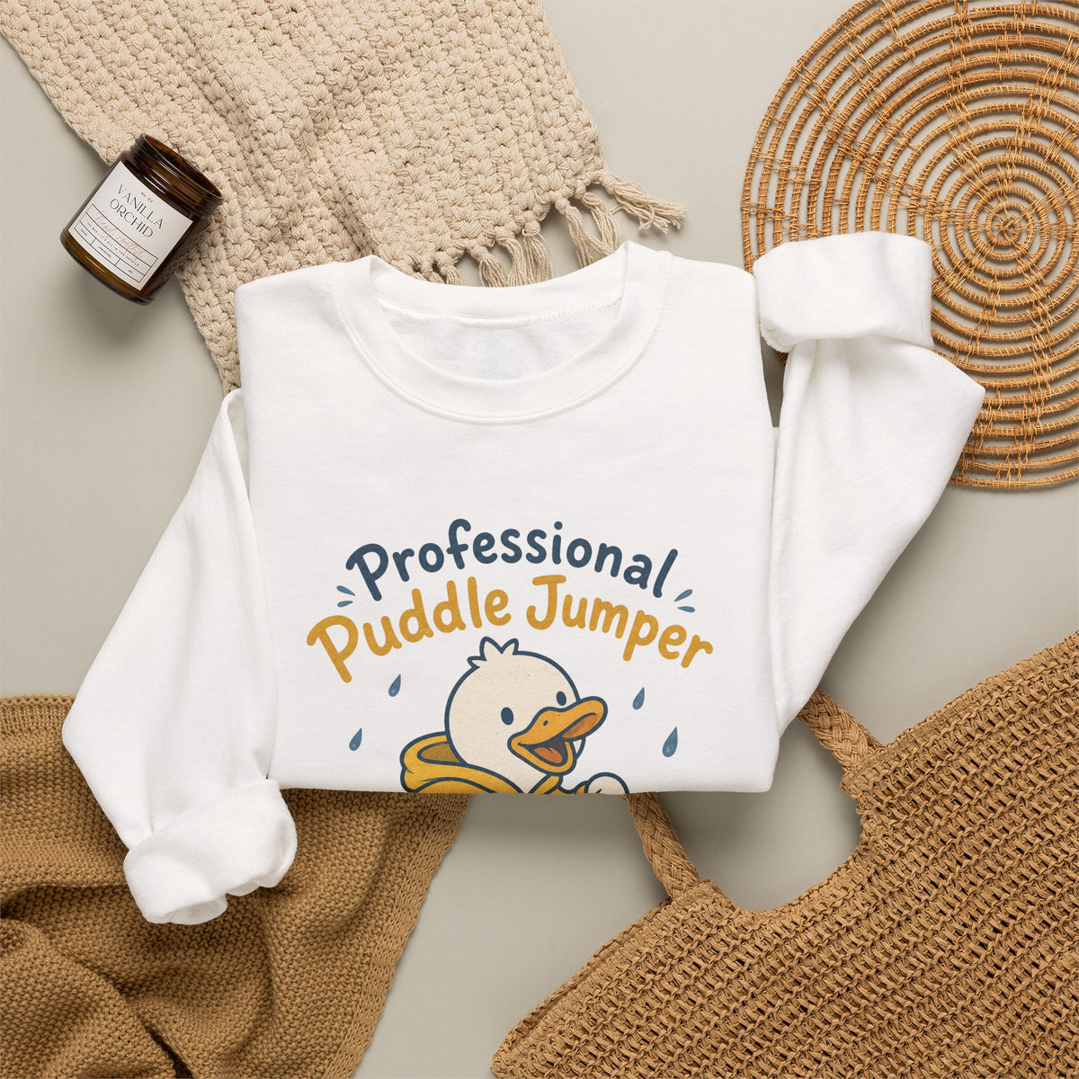 Professional Puddle Jumper Duck Sweatshirt - White - Flat Lay