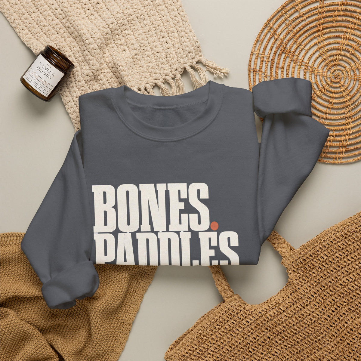 Bones Paddles Backhands Sweatshirt - Charcoal - Flat Lay