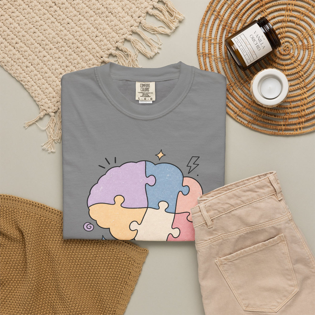 My Brain Has 47 Tabs Open T-Shirt - Grey - Flat Lay