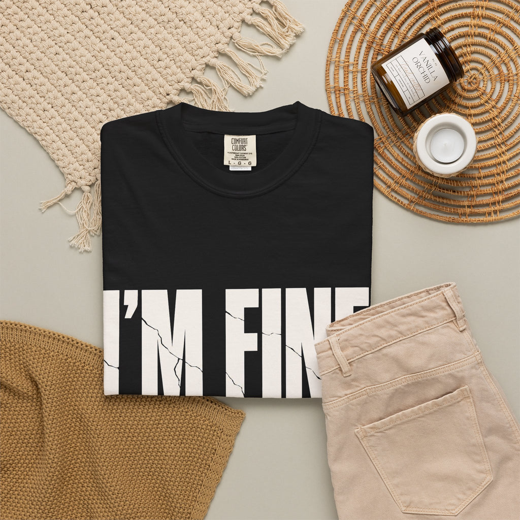 I'm Fine. Keep Playing. T-Shirt - Black - Flat Lay