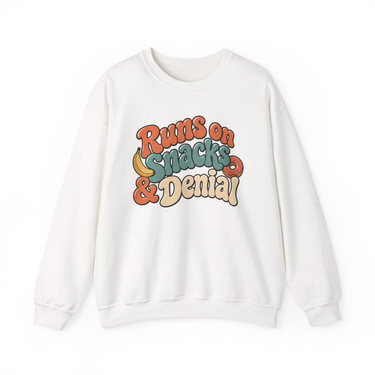 Runs on Snacks & Denial Sweatshirt - White - flat lay1