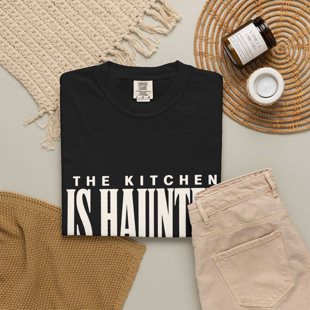 The Kitchen Is Haunted T-Shirt - Black - Flat Lay