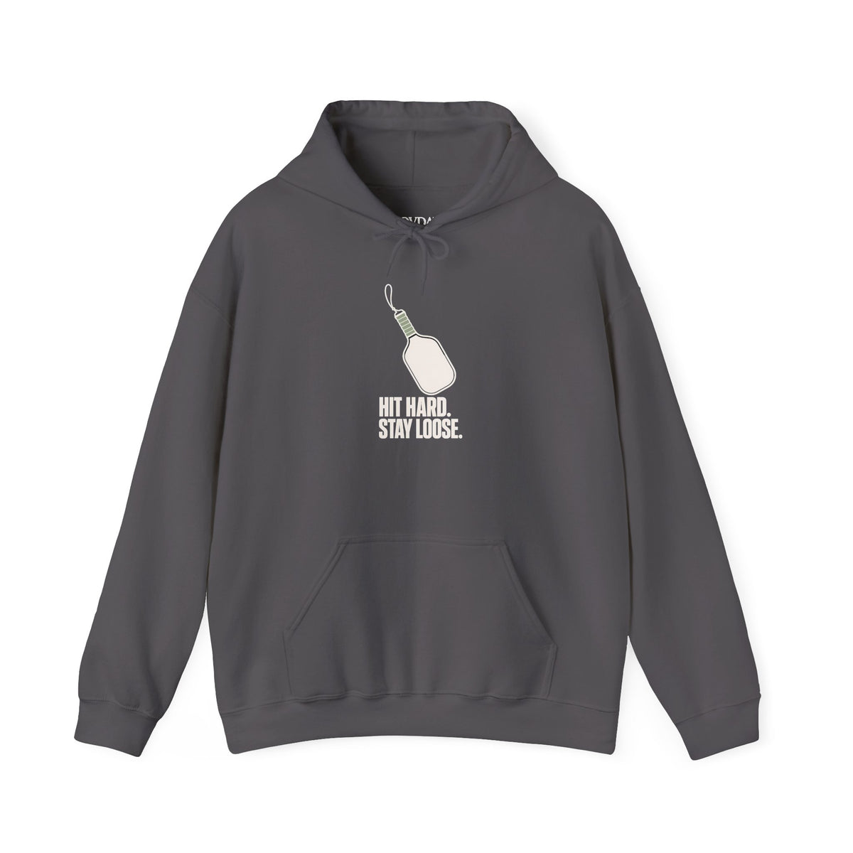 Hit Hard, Stay Loose Hoodie - Charcoal - Flat Lay