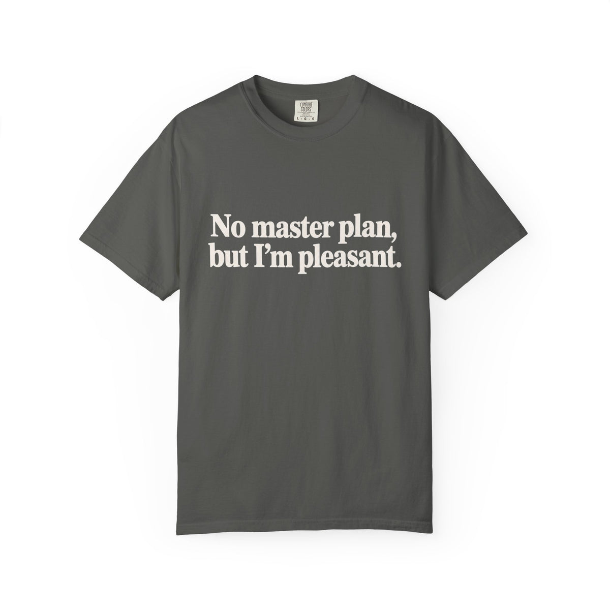 No master plan but I'm pleasant T-Shirt - Pepper - Front