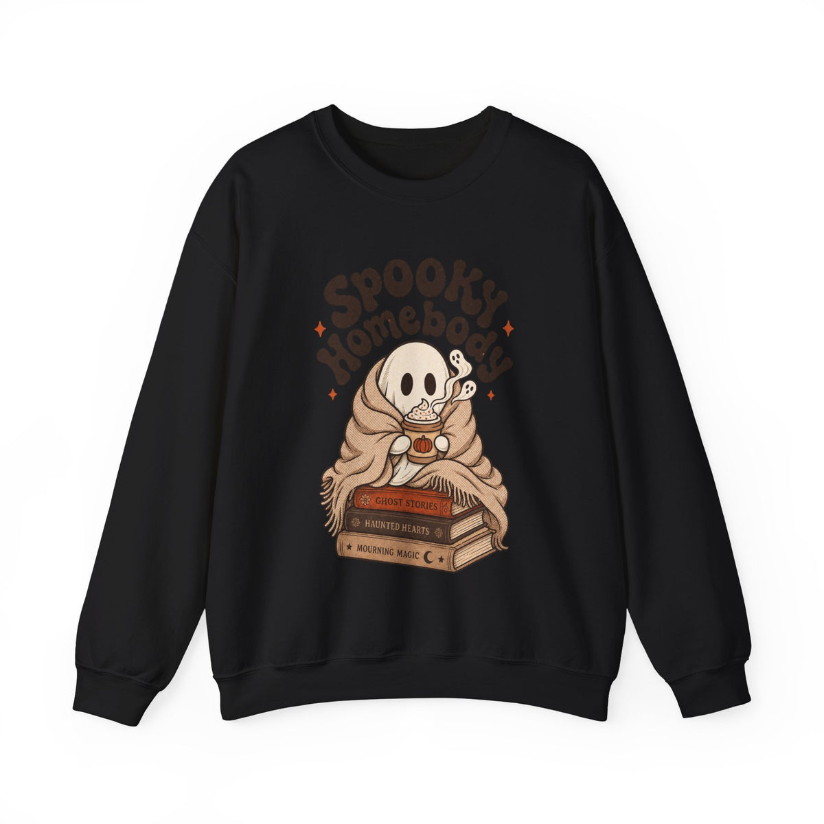Spooky Homebody Ghost Sweatshirt - Black - Front