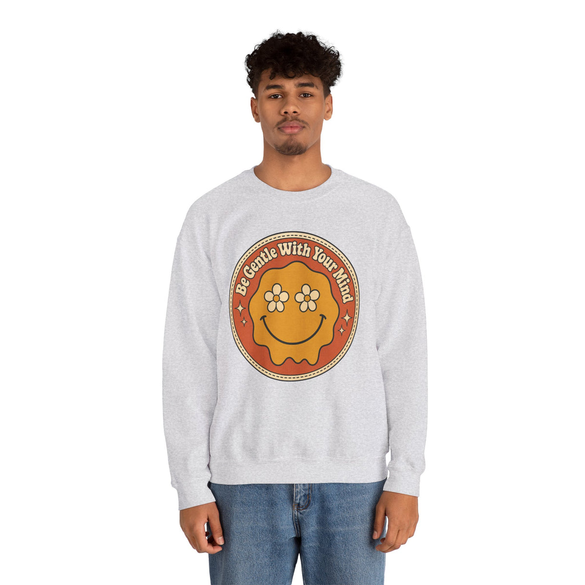 Be Gentle With Your Mind Sweatshirt - Ash - On Model Male