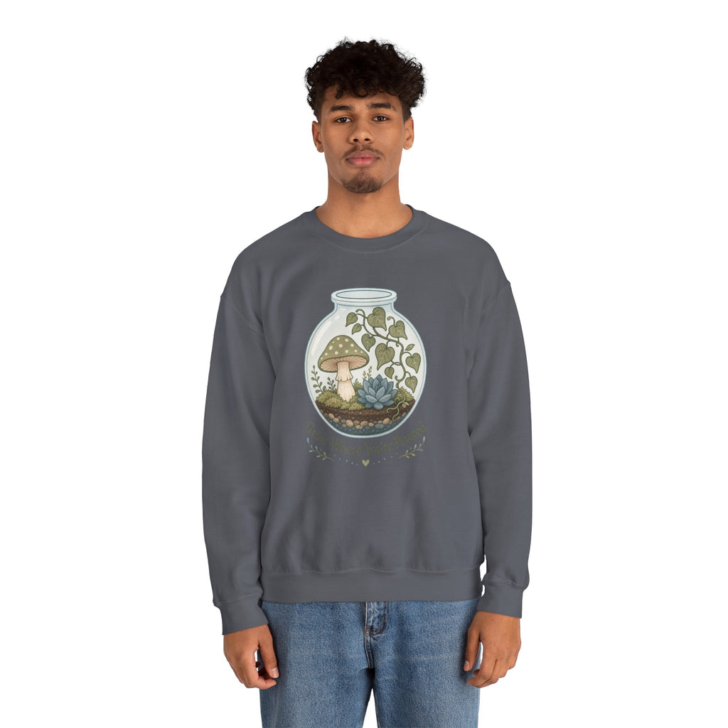 Grow Where You're Planted Sweatshirt - Charcoal - On Model Male
