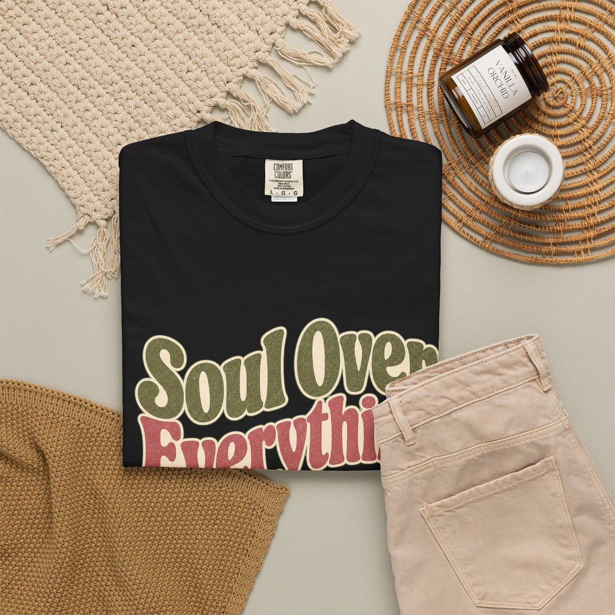 Soul Over Everything T-shirt - Black - Flat Lay
