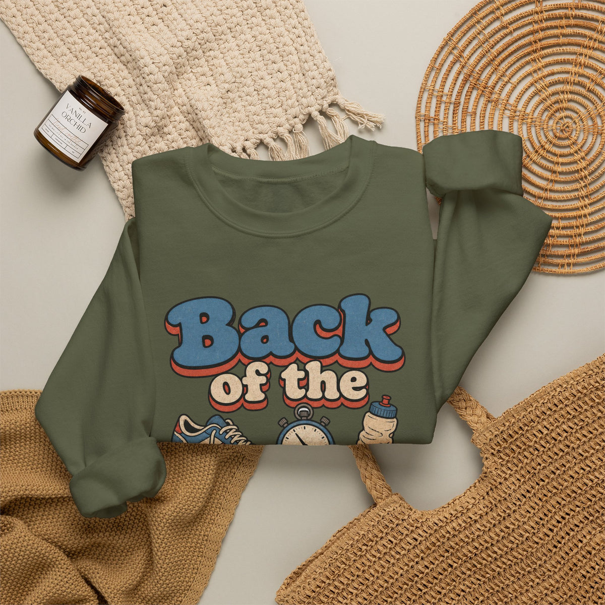 Back of the Pack Society Sweatshirt - Military Green - flat lay