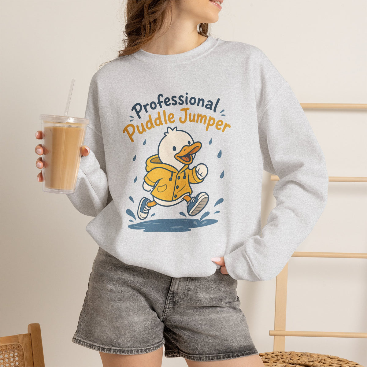 Professional Puddle Jumper Duck Sweatshirt - Ash - On Model Female