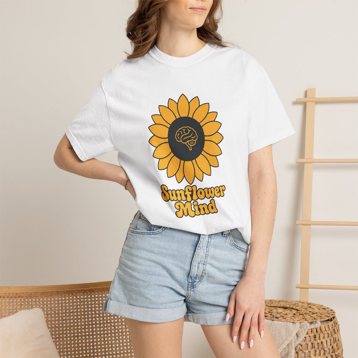 Sunflower Mind T-shirt - White - On Model Female