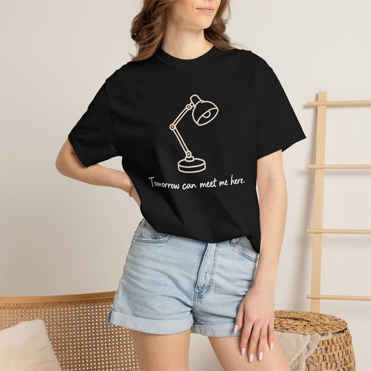 Tomorrow Can Meet Me Here T-shirt - Black - On Model Female