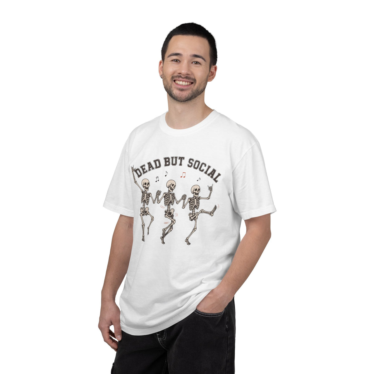 Dead But Social T-Shirt - White - On Model Male