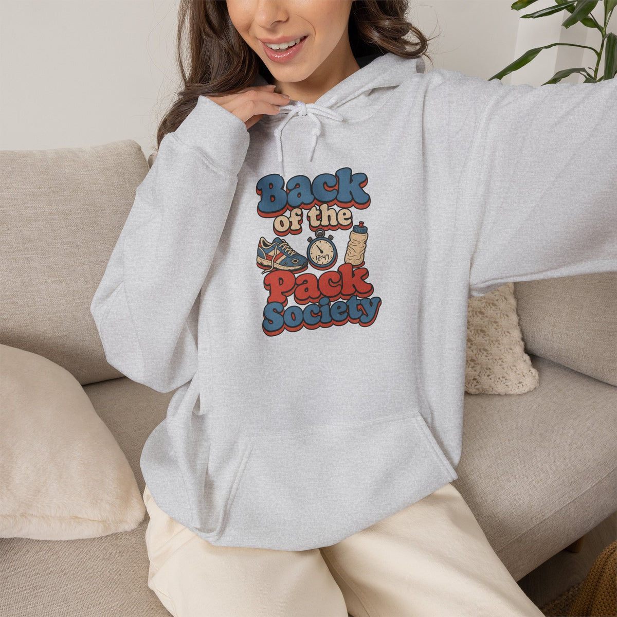 Back of the Pack Society Hoodie - Ash - on model female
